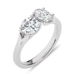 1 3/4 CT. Oval and Round Two Stone Natural Diamond Engagement Ring