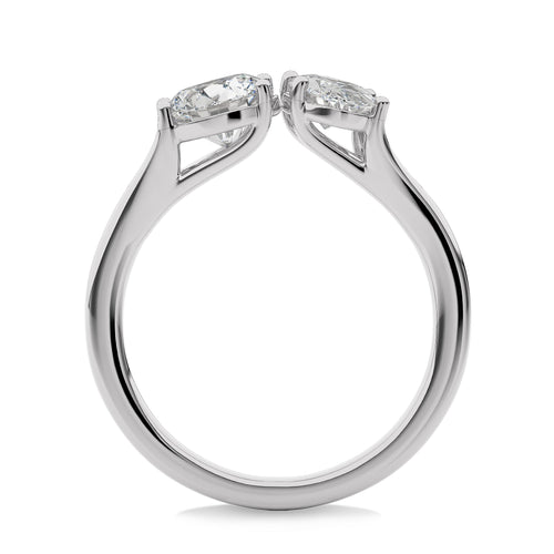 1 3/4 CT. Oval and Round Two Stone Natural Diamond Engagement Ring