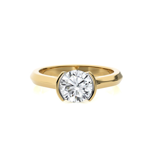 Unfading Grace Bezel Set Knife Edge Shank Round Diamond Engagement Ring
