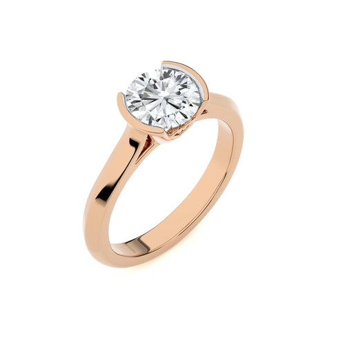 Unfading Grace Bezel Set Knife Edge Shank Round Diamond Engagement Ring