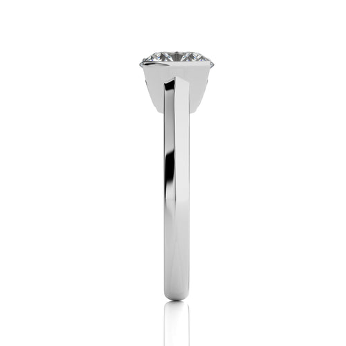 1 1/2 CT. Unfading Grace Bezel Set Knife Edge Round Natural Diamond Engagement Ring