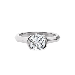 Unfading Grace Bezel Set Knife Edge Shank Round Diamond Engagement Ring