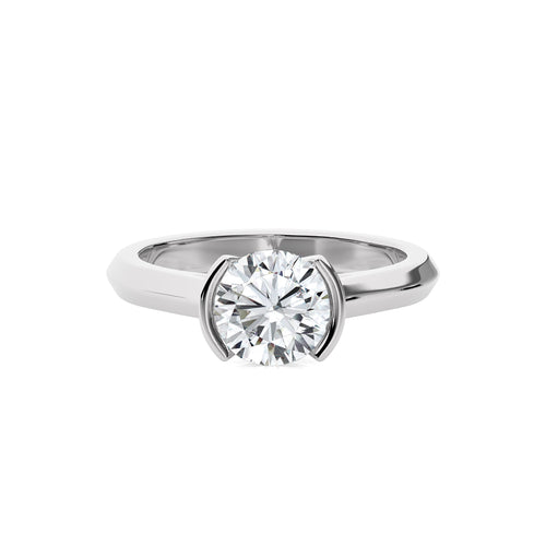 Unfading Grace Bezel Set Knife Edge Shank Round Diamond Engagement Ring