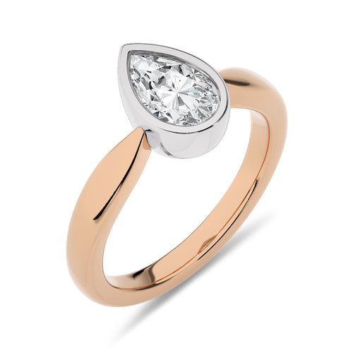 1 CT Pear Cut Bezel Set Solitaire Lab Created Diamond Engagement Ring