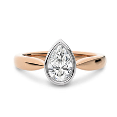1 CT Pear Cut Bezel Set Solitaire Lab Created Diamond Engagement Ring