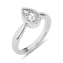 1 CT Pear Cut Bezel Set Solitaire Lab Created Diamond Engagement Ring