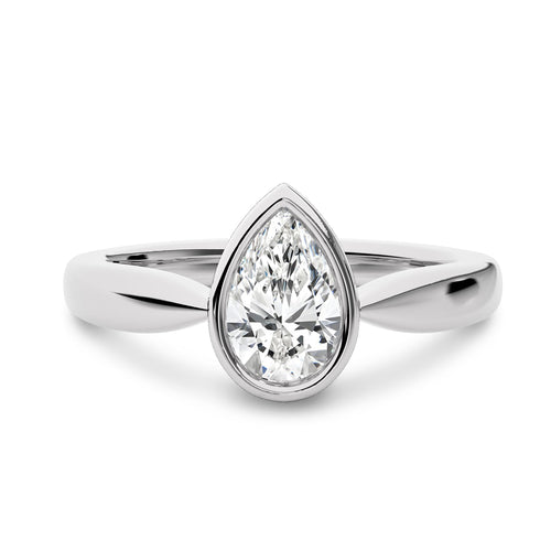 1 CT Pear Cut Bezel Set Solitaire Natural Diamond Engagement Ring