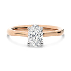 1 CT Solitaire Oval with Hidden Halo Lab Created Diamond Engagement Ring