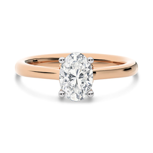 1 CT Solitaire Oval with Hidden Halo Lab Created Diamond Engagement Ring