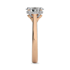 1 CT Solitaire Oval with Hidden Halo Lab Created Diamond Engagement Ring