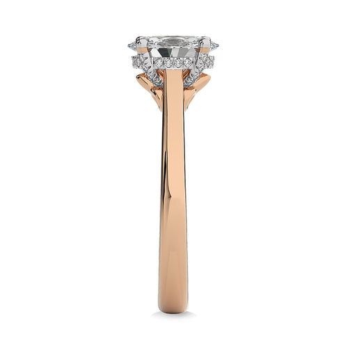 1 CT Solitaire Oval with Hidden Halo Lab Created Diamond Engagement Ring