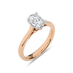 1 CT Solitaire Oval with Hidden Halo Lab Created Diamond Engagement Ring