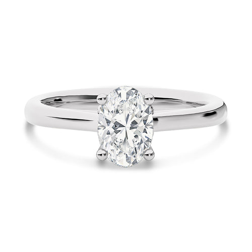 1 CT Solitaire Oval with Hidden Halo Natural Diamond Engagement Ring