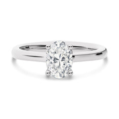 1 CT Solitaire Oval with Hidden Halo Lab Created Diamond Engagement Ring
