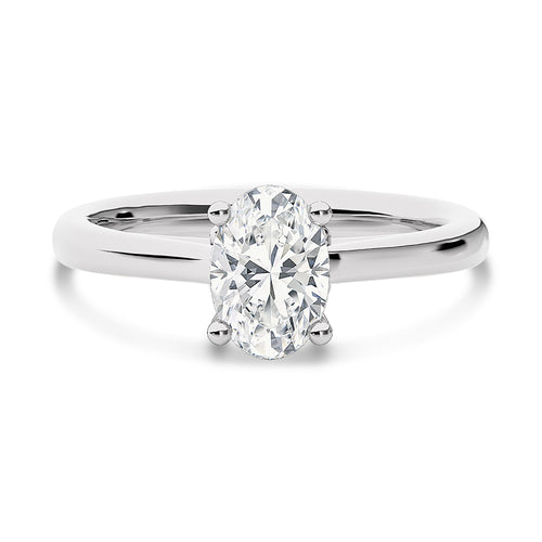 1 CT Solitaire Oval with Hidden Halo Lab Created Diamond Engagement Ring