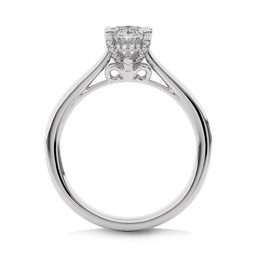 1 CT Solitaire Oval with Hidden Halo Lab Created Diamond Engagement Ring