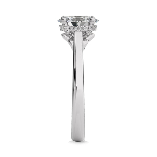 1 CT Solitaire Oval with Hidden Halo Lab Created Diamond Engagement Ring