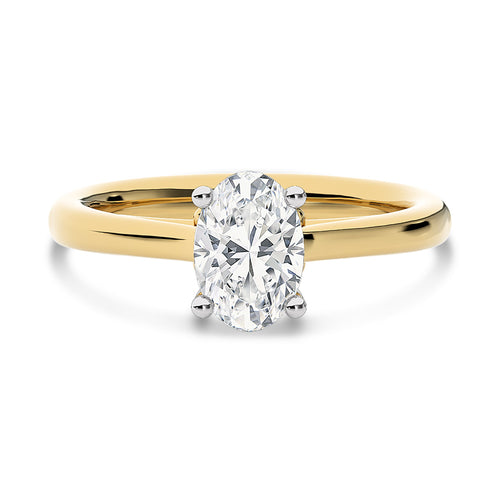 1 CT Solitaire Oval with Hidden Halo Lab Created Diamond Engagement Ring