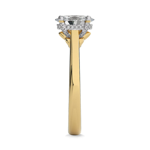 1 CT Solitaire Oval with Hidden Halo Lab Created Diamond Engagement Ring