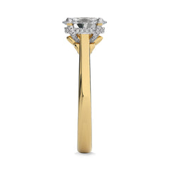 1 CT Solitaire Oval with Hidden Halo Lab Created Diamond Engagement Ring