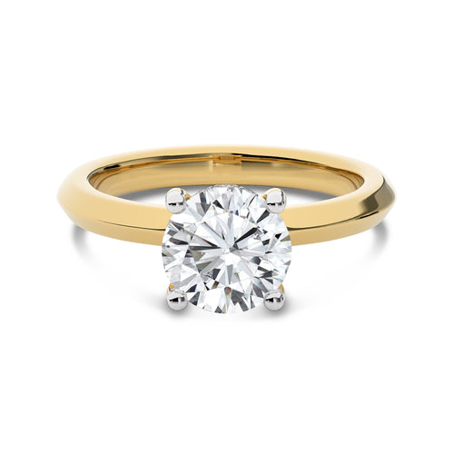 2 CT Round Solitaire with Hidden Halo Knife Edge Shank Lab Created Diamond Engagement Ring