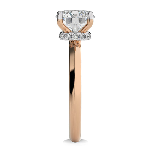 2 CT Round Solitaire with Hidden Halo Knife Edge Shank Lab Created Diamond Engagement Ring
