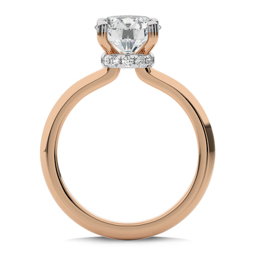 2 CT Round Solitaire with Hidden Halo Knife Edge Shank Lab Created Diamond Engagement Ring