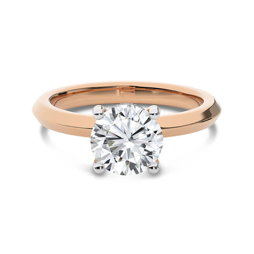 2 CT Round Solitaire with Hidden Halo Knife Edge Shank Lab Created Diamond Engagement Ring