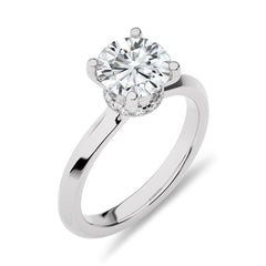 2 CT Round Solitaire with Hidden Halo Knife Edge Shank Natural Diamond Engagement Ring