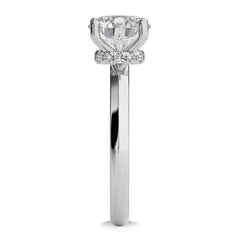 2 CT Round Solitaire with Hidden Halo Knife Edge Shank Lab Created Diamond Engagement Ring