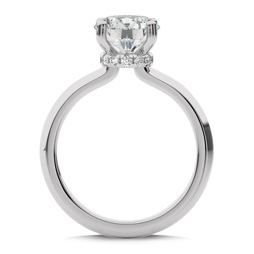 2 CT Round Solitaire with Hidden Halo Knife Edge Shank Natural Diamond Engagement Ring