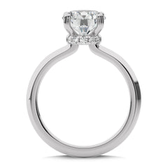 2 CT Round Solitaire with Hidden Halo Knife Edge Shank Lab Created Diamond Engagement Ring