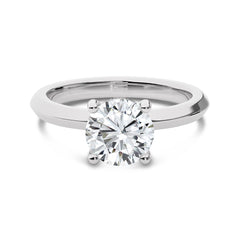 2 CT Round Solitaire with Hidden Halo Knife Edge Shank Natural Diamond Engagement Ring