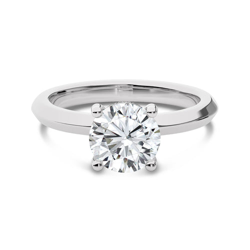 2 CT Round Solitaire with Hidden Halo Knife Edge Shank Natural Diamond Engagement Ring