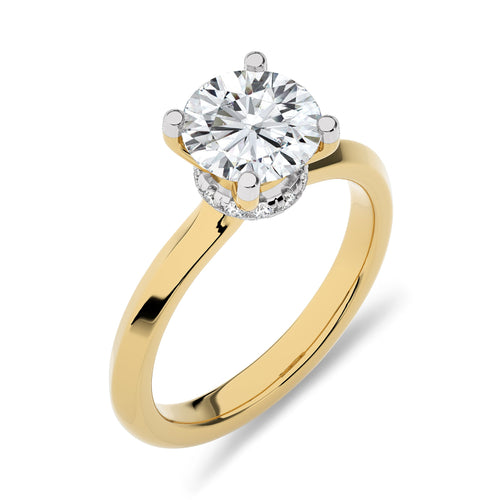 2 CT Round Solitaire with Hidden Halo Knife Edge Shank Lab Created Diamond Engagement Ring