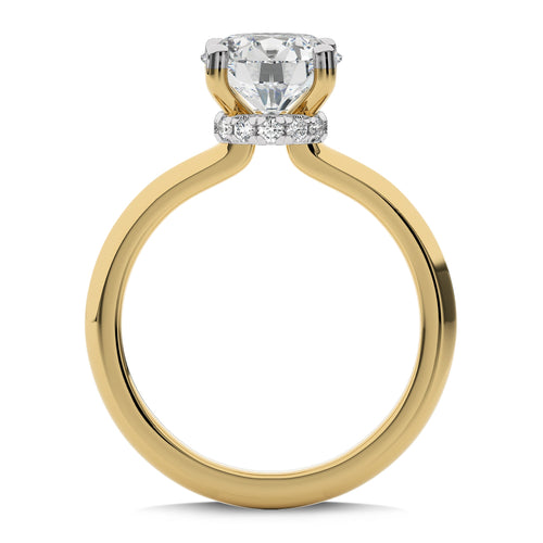 2 CT Round Solitaire with Hidden Halo Knife Edge Shank Natural Diamond Engagement Ring