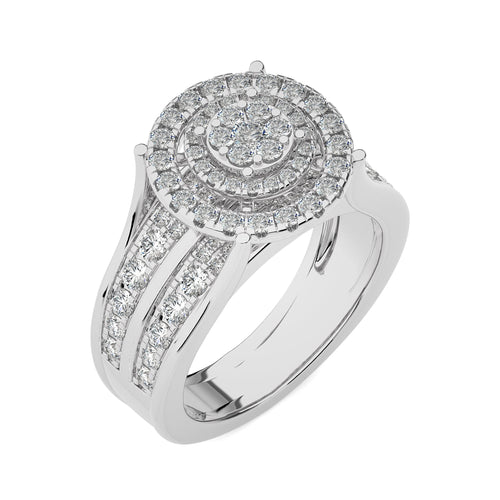 1 1/4 CT.Round Natural Diamond Cluster Ring