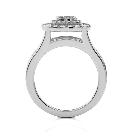 1 1/4 CT.Round Natural Diamond Cluster Ring