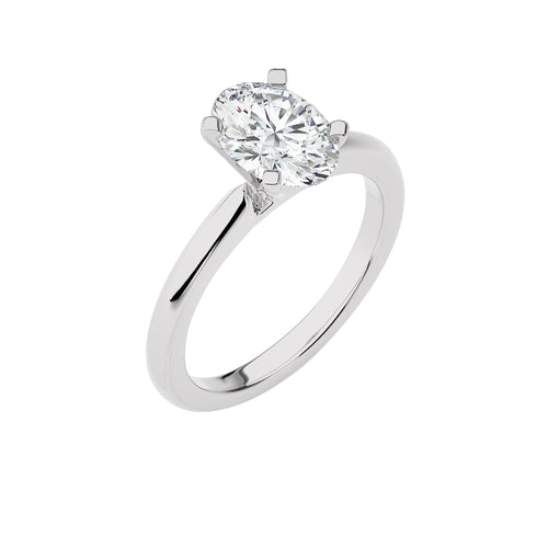 1 1/2 CT. Forever Link Pair of  Oval Solitaire Ring with Round  Lab created Diamond matching band