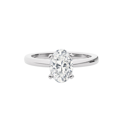 1 1/2 CT. Forever Link Pair of  Oval Solitaire Ring with Round  Lab created Diamond matching band