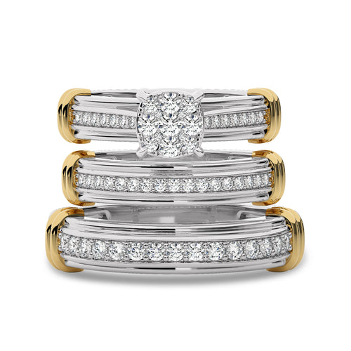 3/4 CT. Round Lab Created Diamond trio set Band Ring