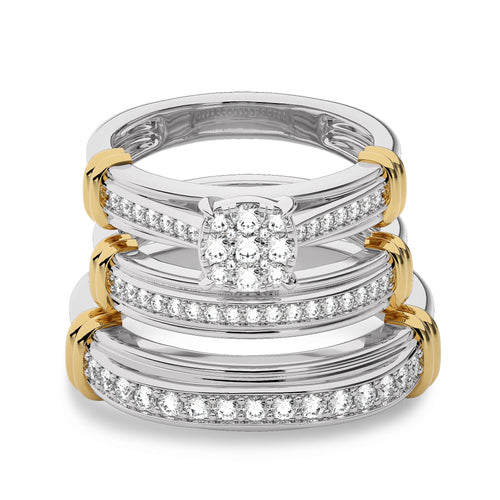 3/4 CT. Round Lab Created Diamond trio set Band Ring