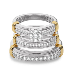 3/4 CT. Round Natural Diamond trio set Band Ring