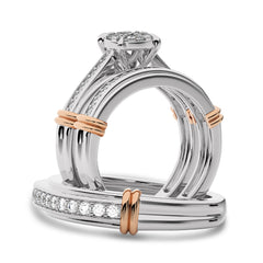 3/4 CT. Round Lab Created Diamond trio set Band Ring