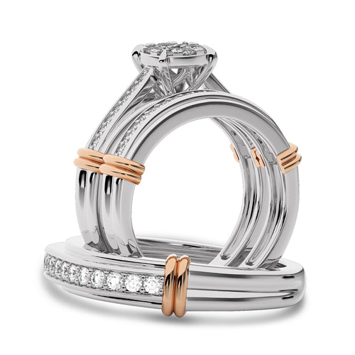 3/4 CT. Round Lab Created Diamond trio set Band Ring