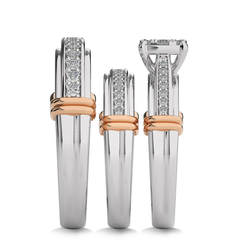3/4 CT. Round Lab Created Diamond trio set Band Ring