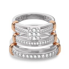 3/4 CT. Round Lab Created Diamond trio set Band Ring