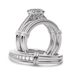 3/4 CT. Round Lab Created Diamond trio set Band Ring