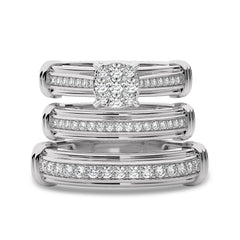 3/4 CT. Round Natural Diamond trio set Band Ring