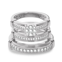 3/4 CT. Round Natural Diamond trio set Band Ring